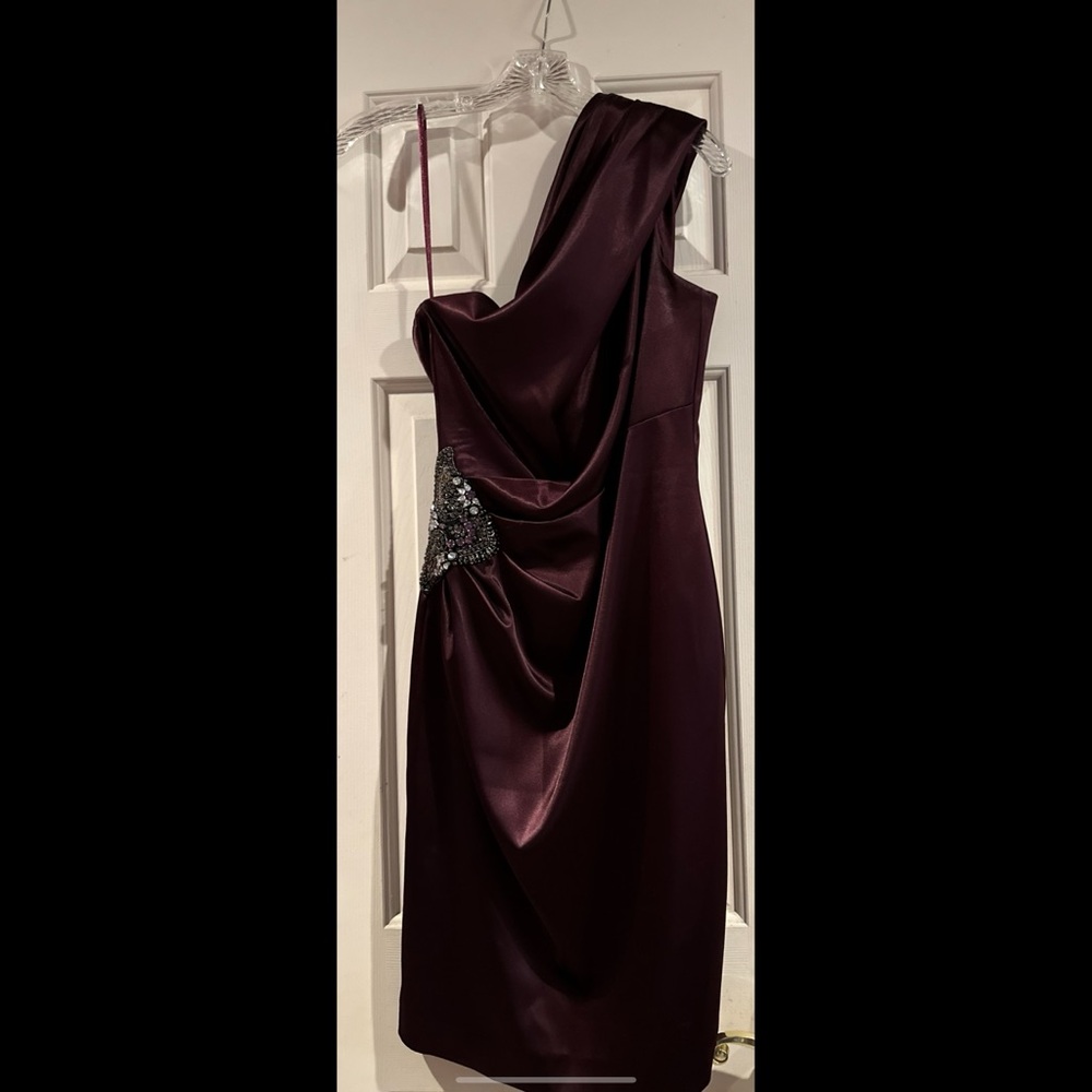 Eliza J One-Shoulder Dress in Deep Purple